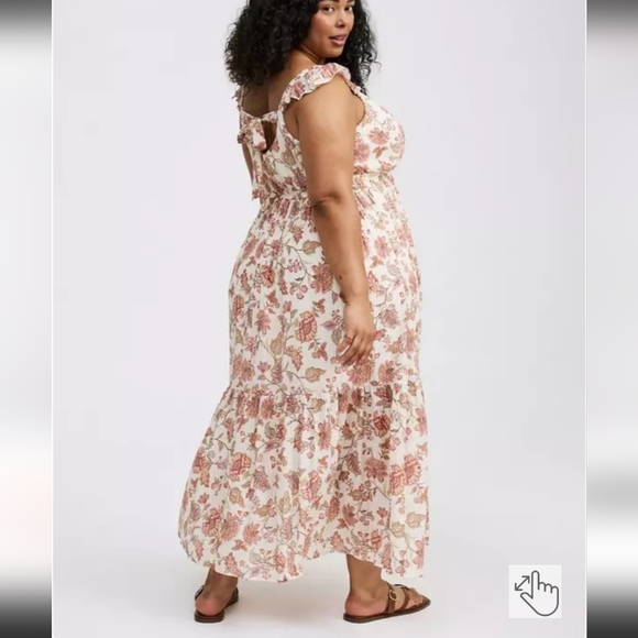 Torrid Cream and Pink Floral Maxi Dress - Picture 2 of 9